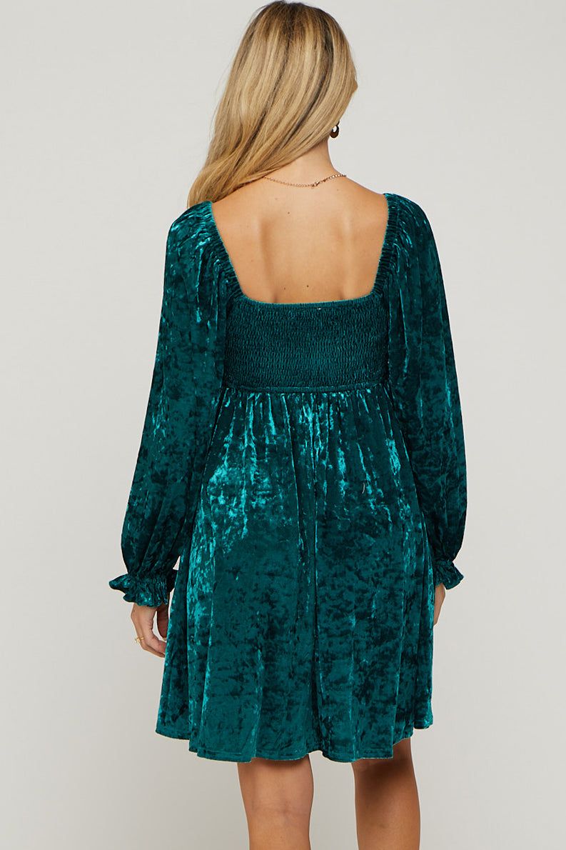 Green Teal Velour Square Neck Maternity Dress sold by Pinkblush product image thumbnail 3