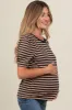 Navy Multi Striped Puff Sleeve Knit Maternity Top sold by Pinkblush
