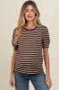 Navy Multi Striped Puff Sleeve Knit Maternity Top sold by Pinkblush