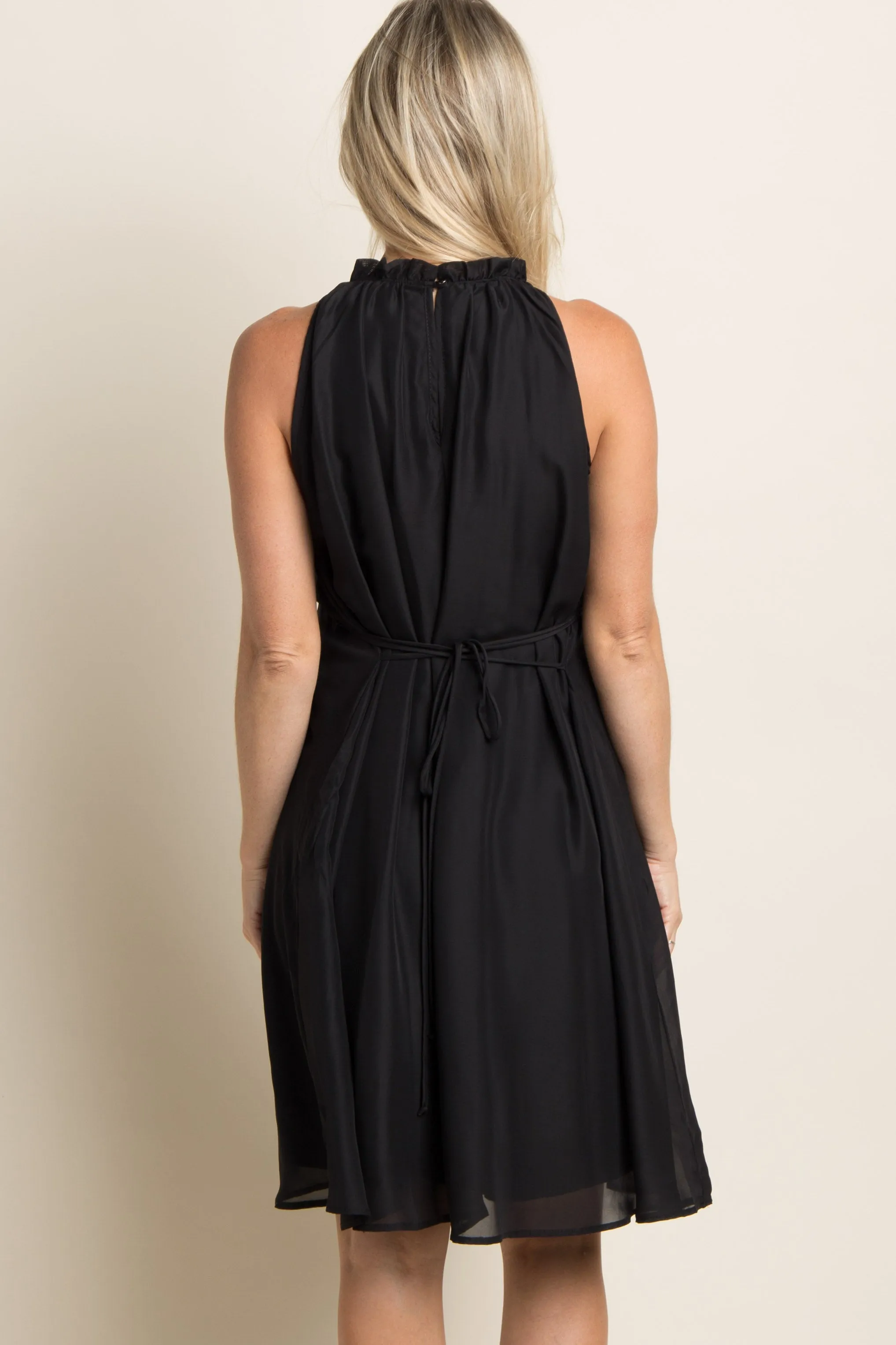 PinkBlush Black Chiffon High Neck Maternity Dress sold by Pinkblush product image thumbnail 4