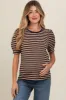 Navy Multi Striped Puff Sleeve Knit Maternity Top sold by Pinkblush