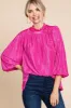 Fuchsia Textured Mock Neck Maternity Blouse sold by Pinkblush