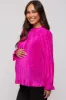 Fuchsia Textured Mock Neck Maternity Blouse sold by Pinkblush