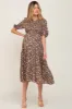 Multi-Color Floral Smocked Tiered Maternity Midi Dress sold by Pinkblush