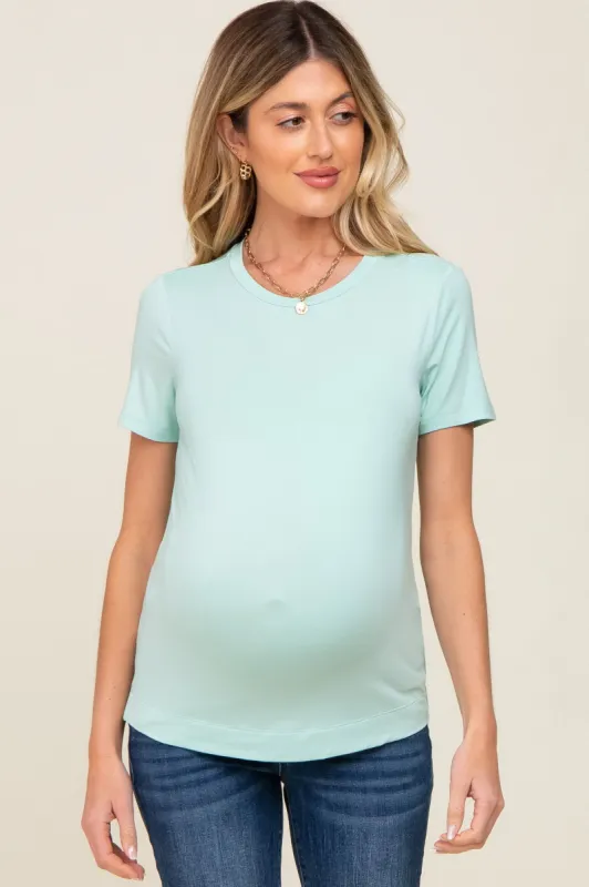 Mint Short Sleeve Maternity Top sold by Pinkblush