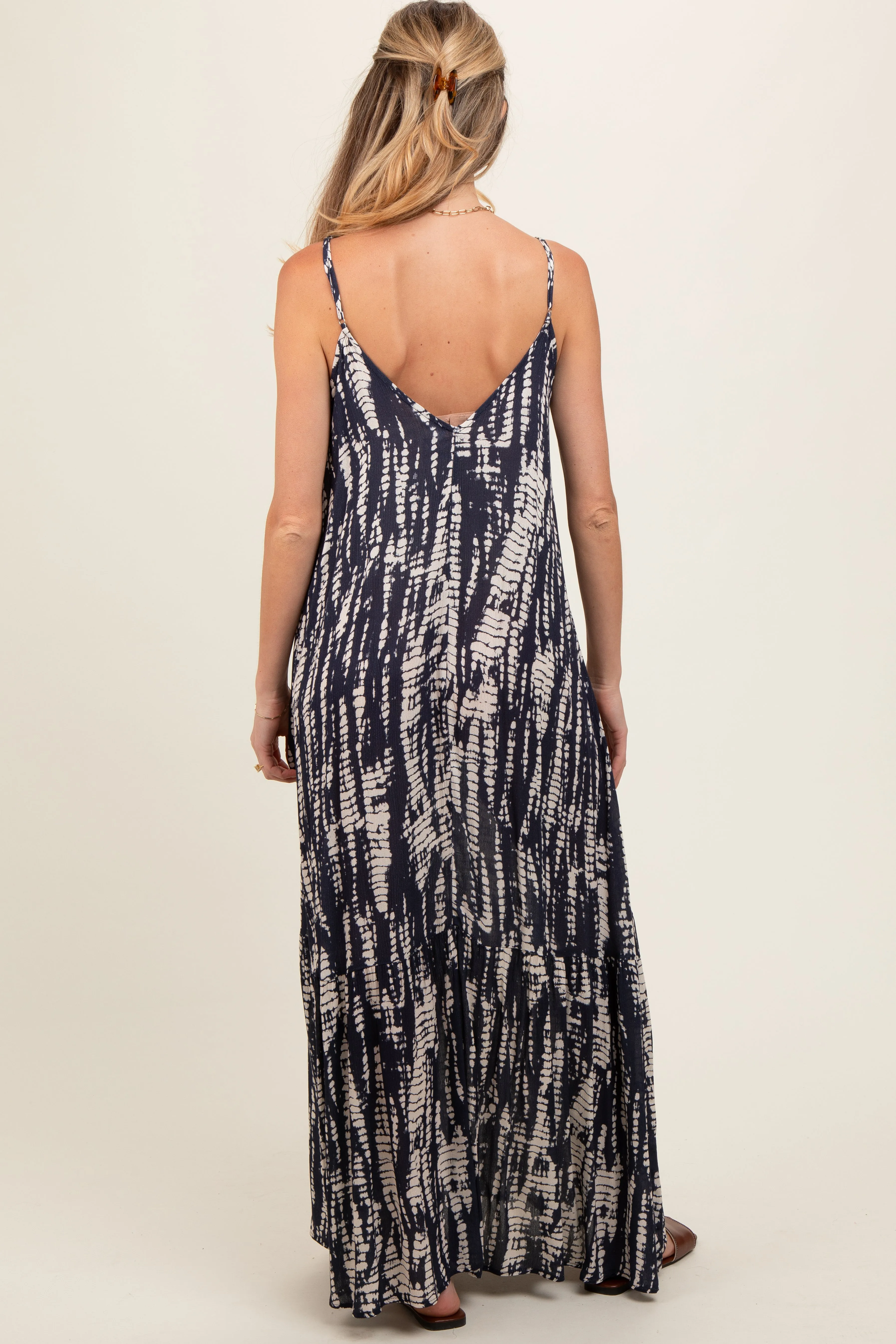 Navy Tie Dye Lightweight Sleeveless Maternity Maxi Dress sold by Pinkblush product image thumbnail 5