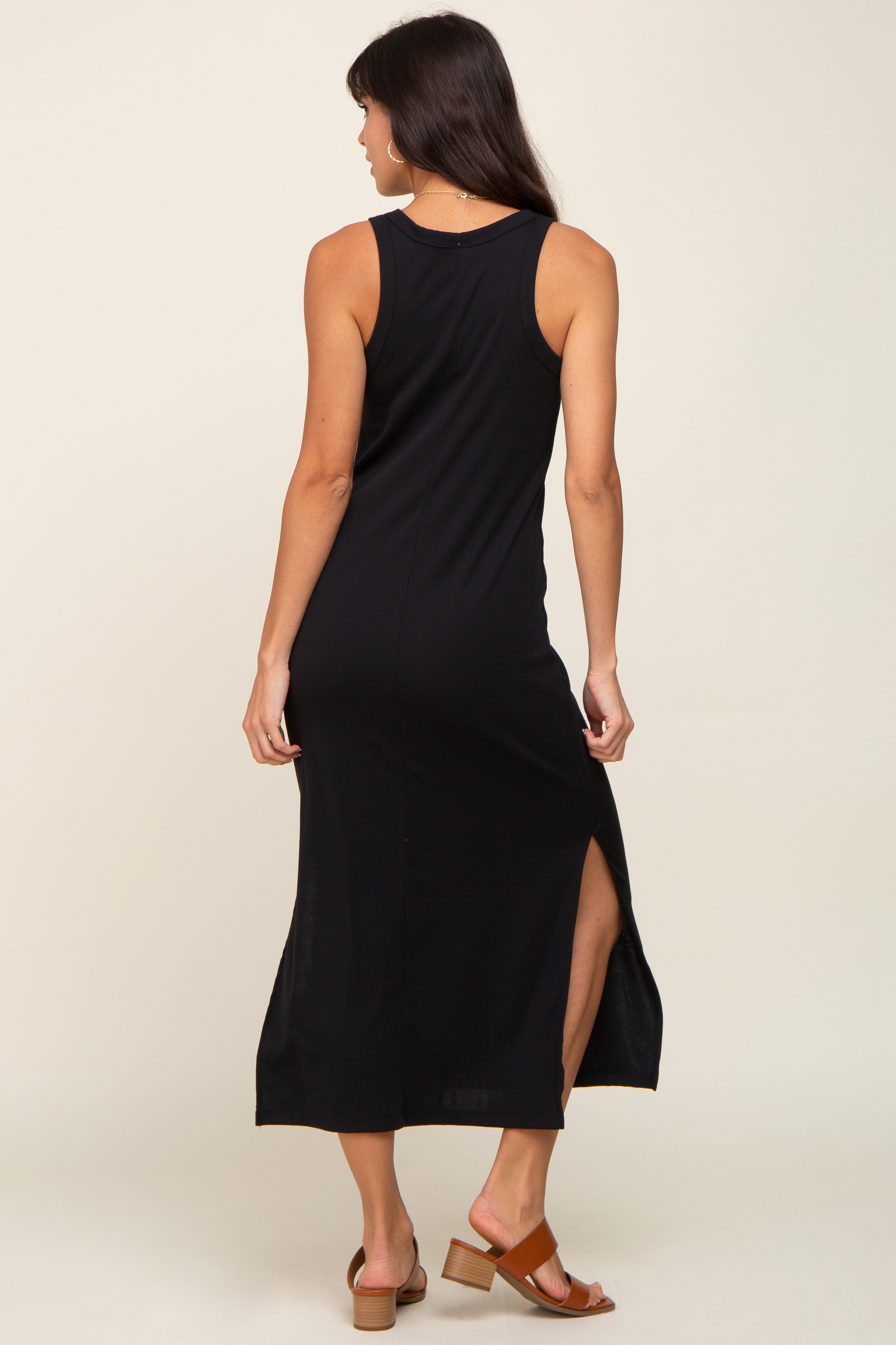 Black Basic Shift Midi Dress sold by Pinkblush product image thumbnail 3