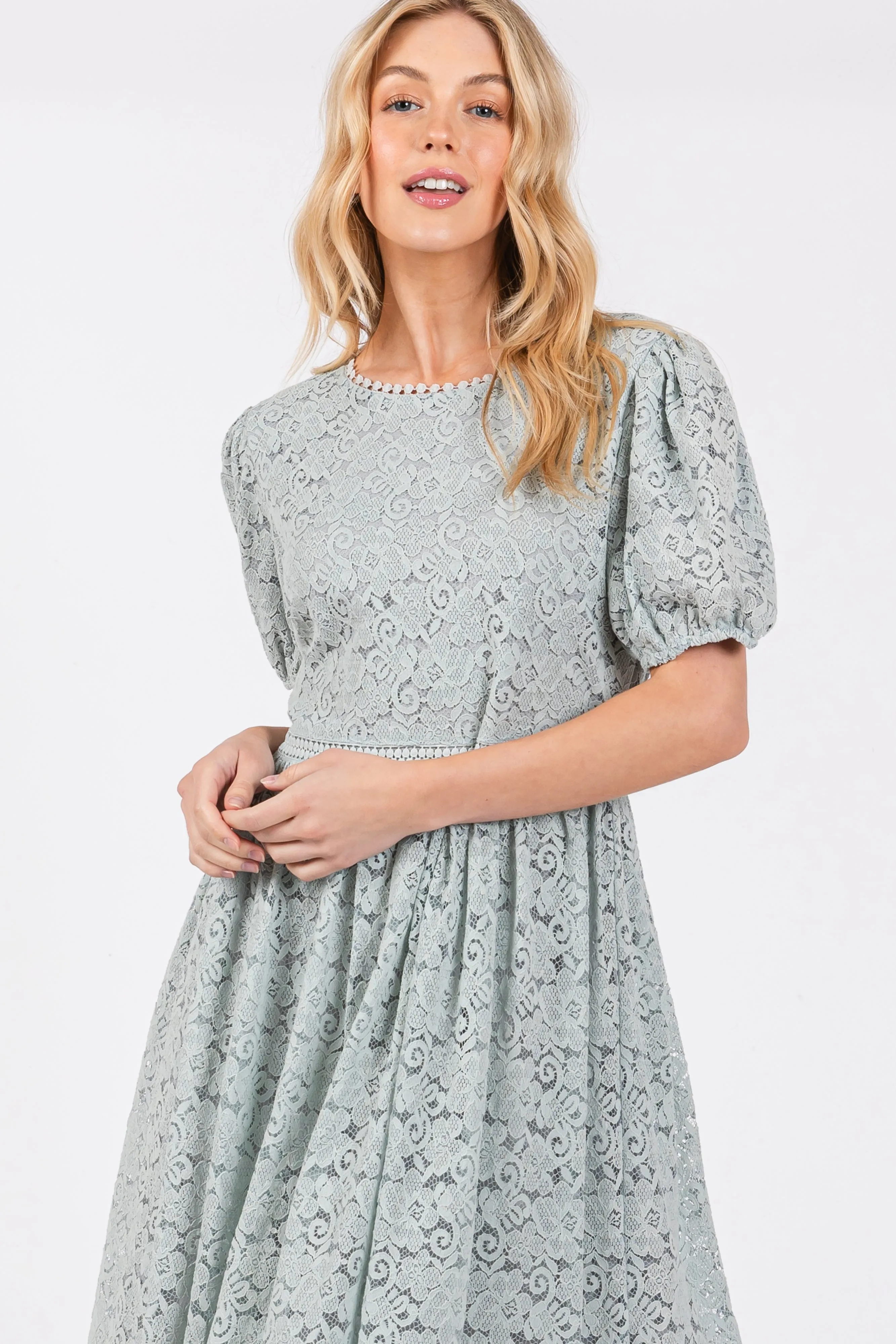 Light Olive Lace Midi Dress sold by Pinkblush product image thumbnail 4