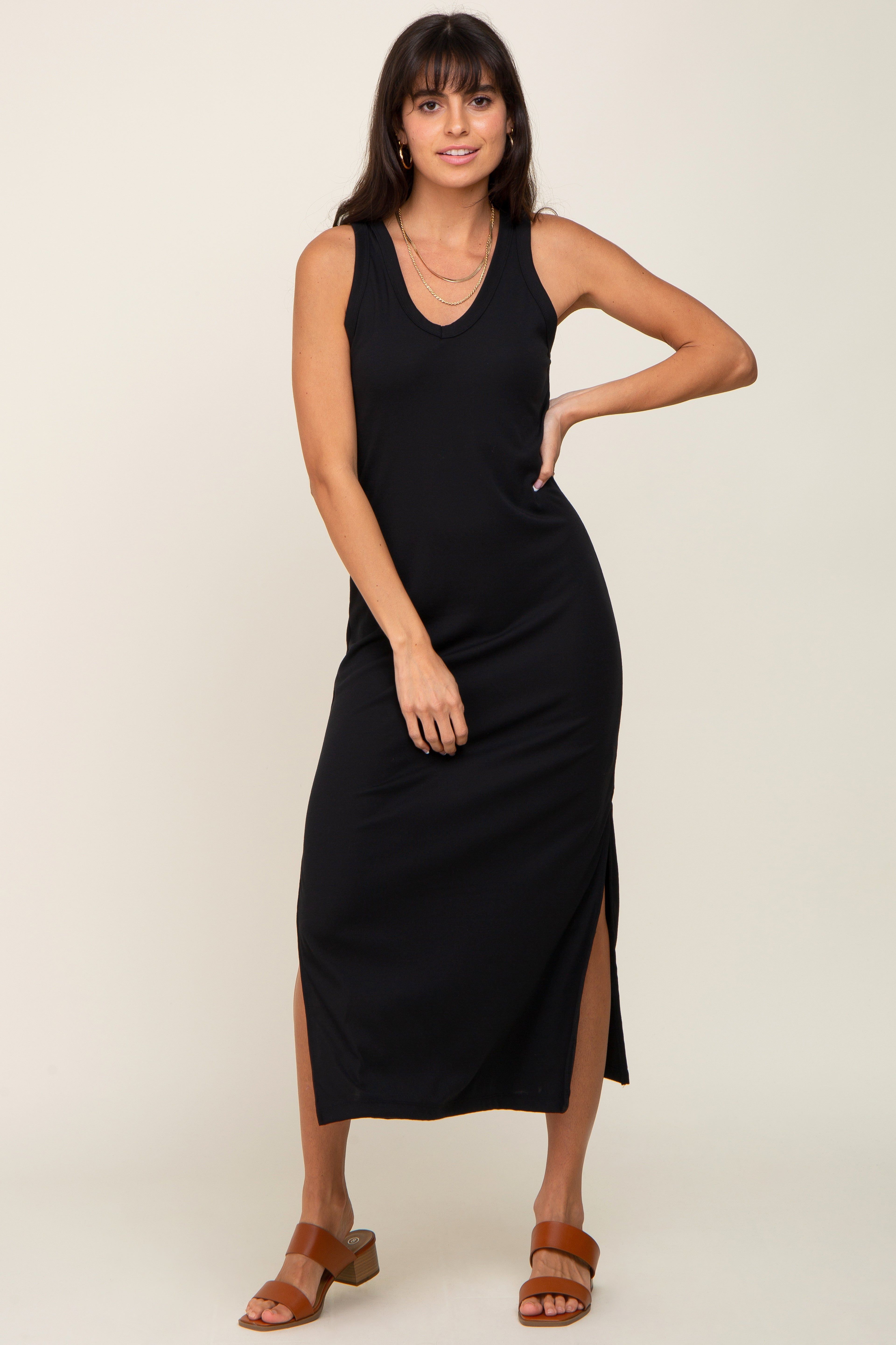 Black Basic Shift Midi Dress sold by Pinkblush product image thumbnail 4