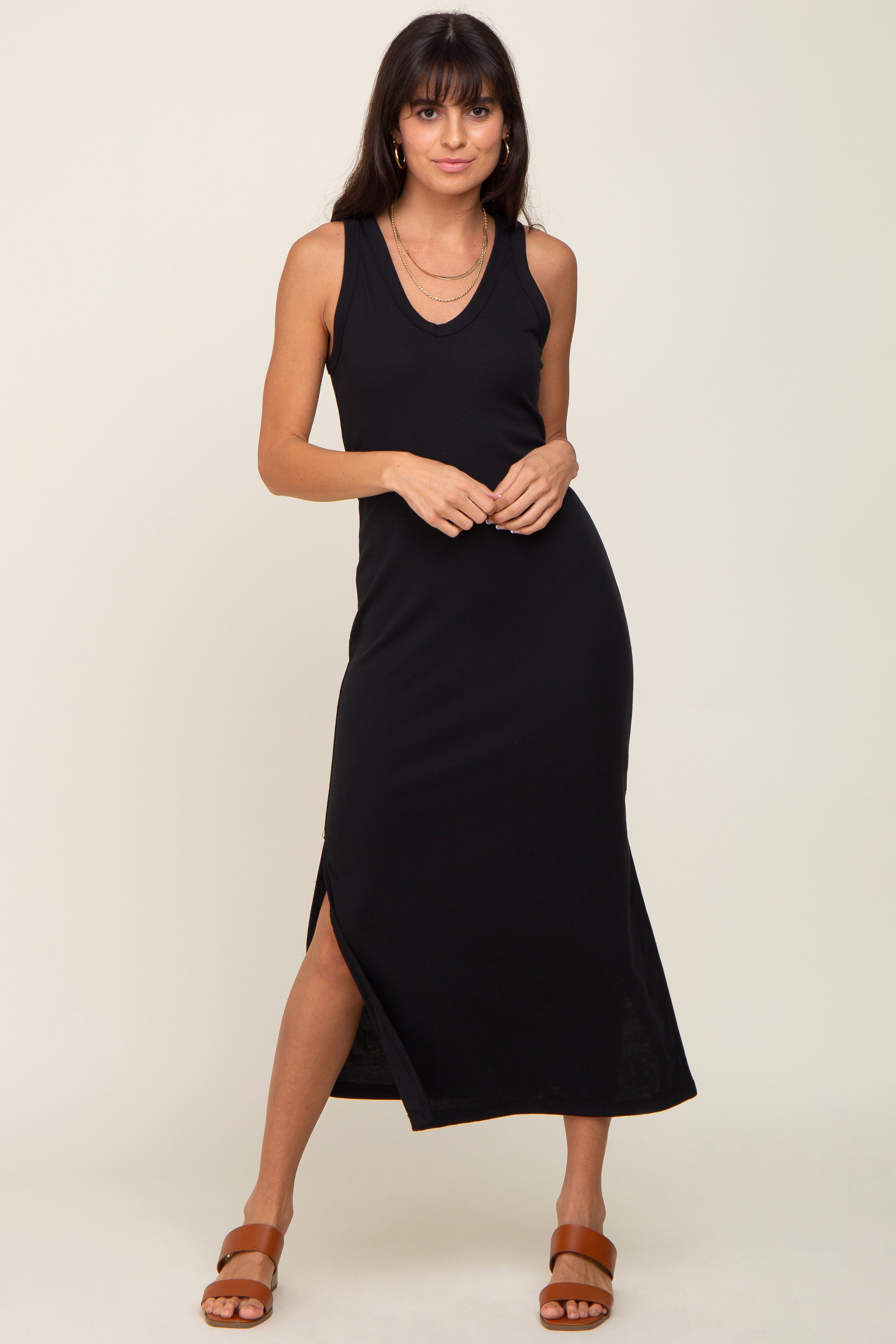 Black Basic Shift Midi Dress sold by Pinkblush