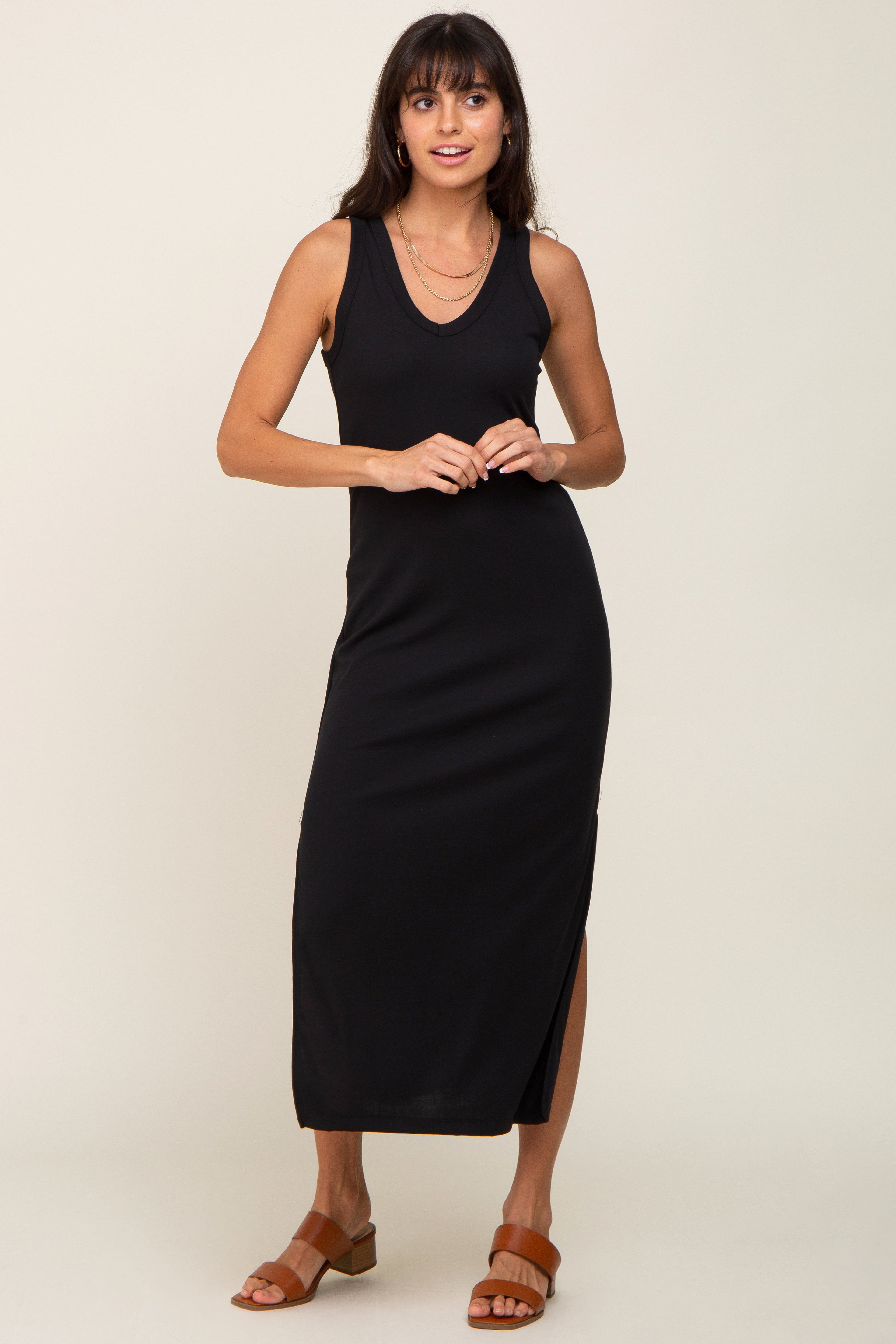 Black Basic Shift Midi Dress sold by Pinkblush product image thumbnail 5