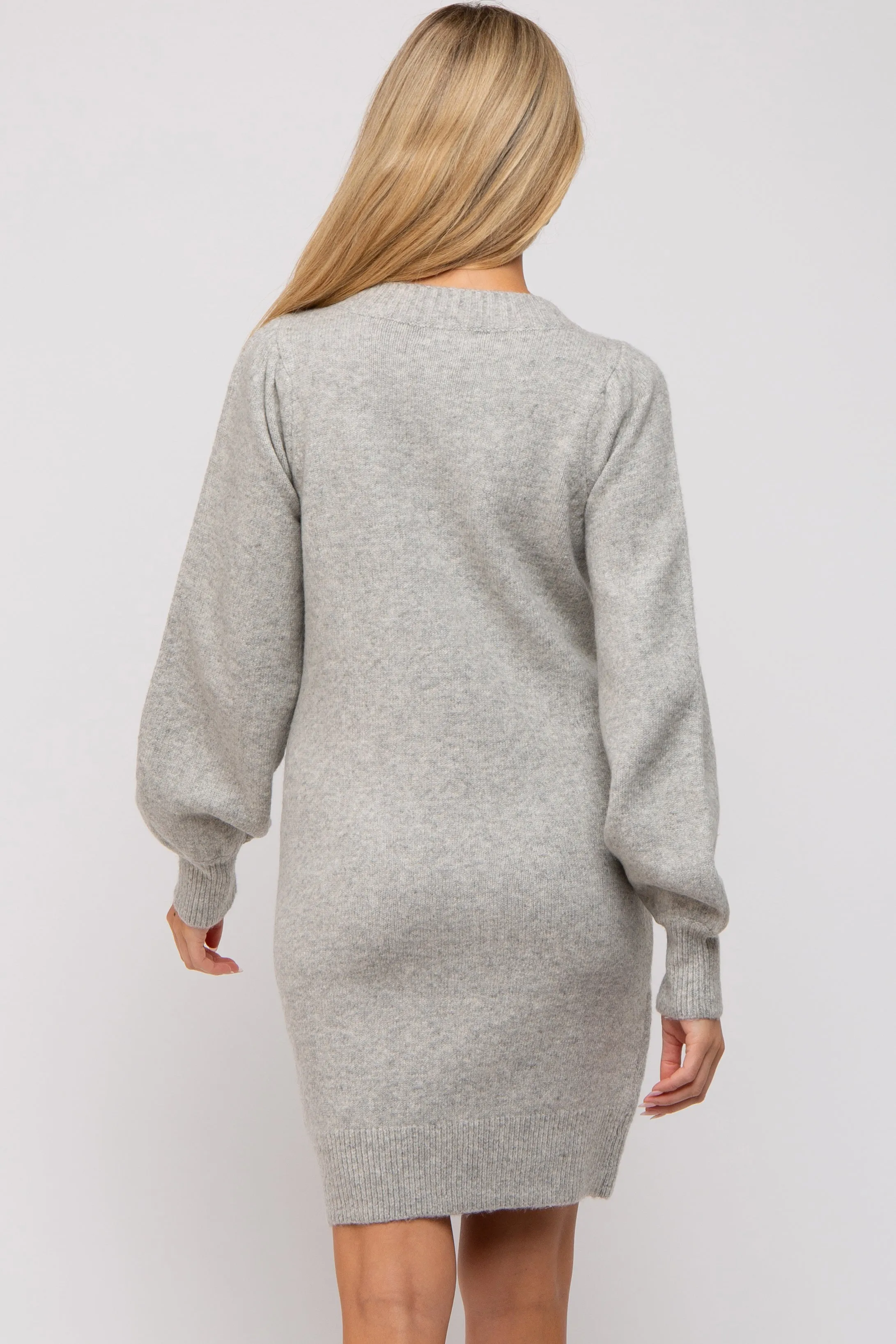 Heather Grey Chunky Knit Maternity Sweater Dress sold by Pinkblush product image thumbnail 3