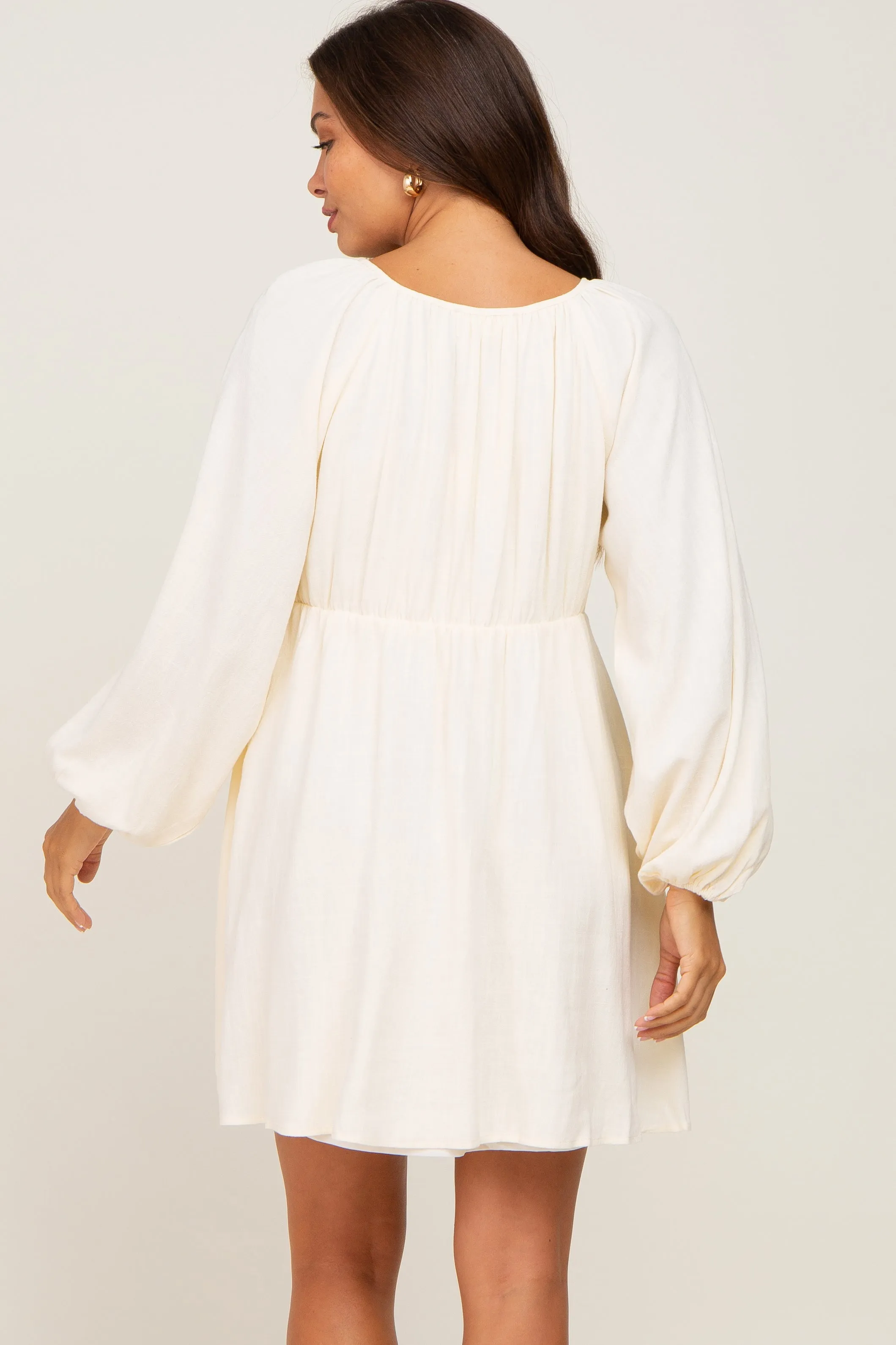 Beige Crochet Lace Button Front Maternity Dress sold by Pinkblush product image thumbnail 3