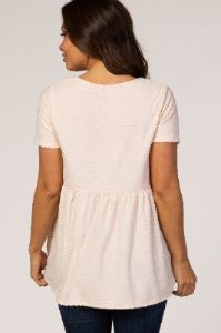 Beige Textured Babydoll Maternity Blouse sold by Pinkblush