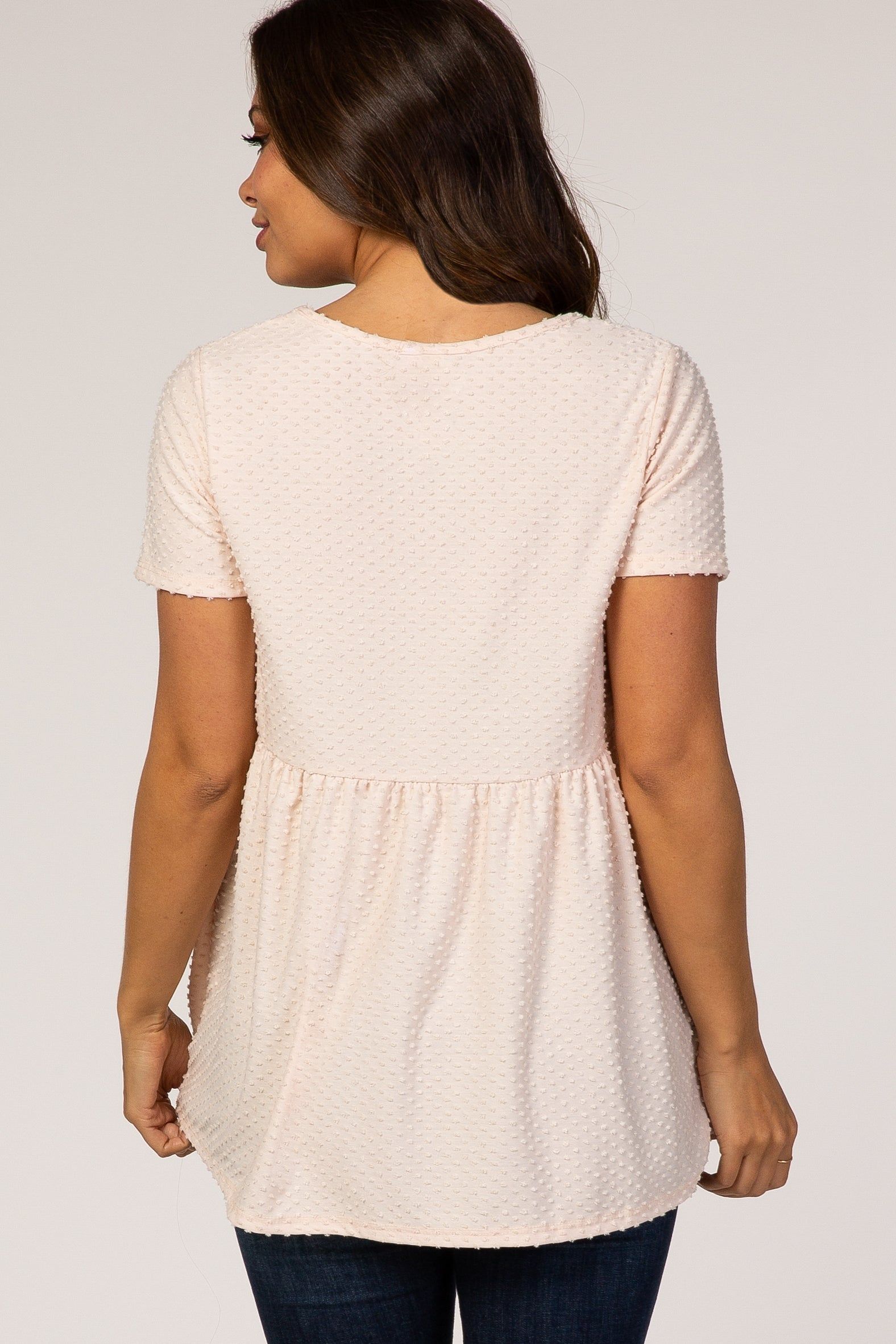 Beige Textured Babydoll Maternity Blouse sold by Pinkblush product image thumbnail 3