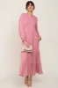 Mauve Long Sleeve Tiered Maternity Maxi Dress sold by Pinkblush
