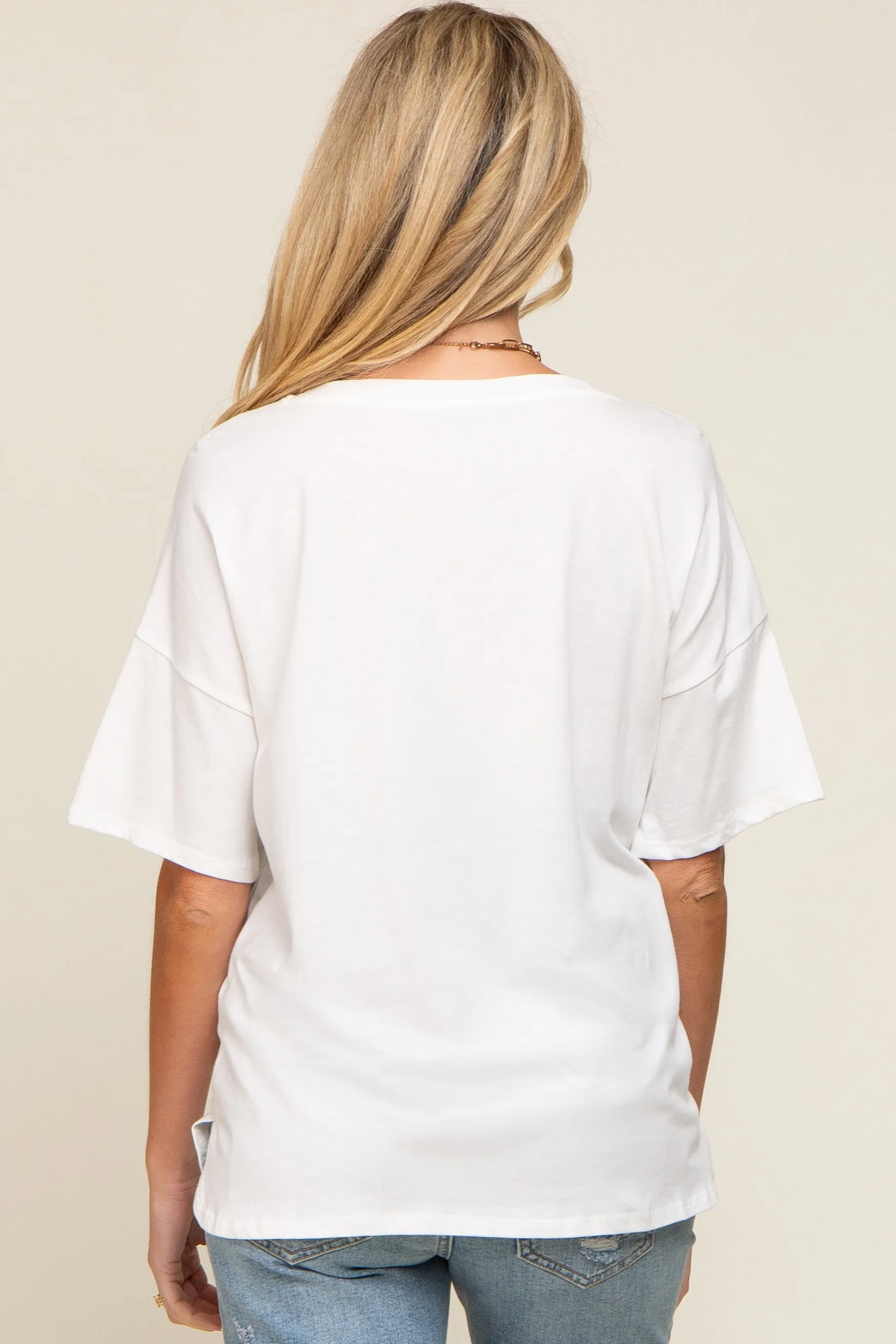 White Short Sleeve Pocketed Maternity Top sold by Pinkblush product image thumbnail 3