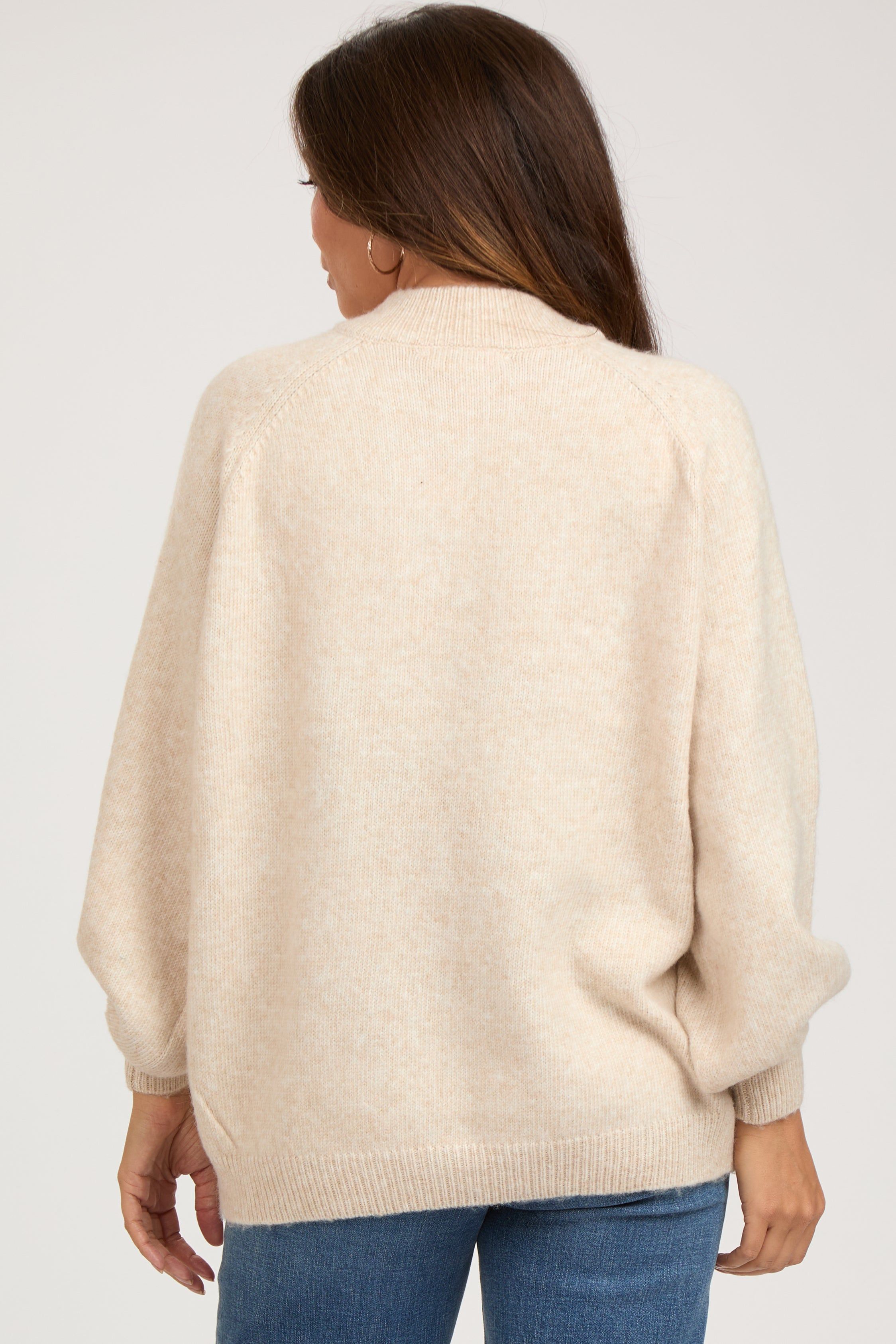 Cream Soft Knit Button Front Maternity Sweater sold by Pinkblush product image thumbnail 3