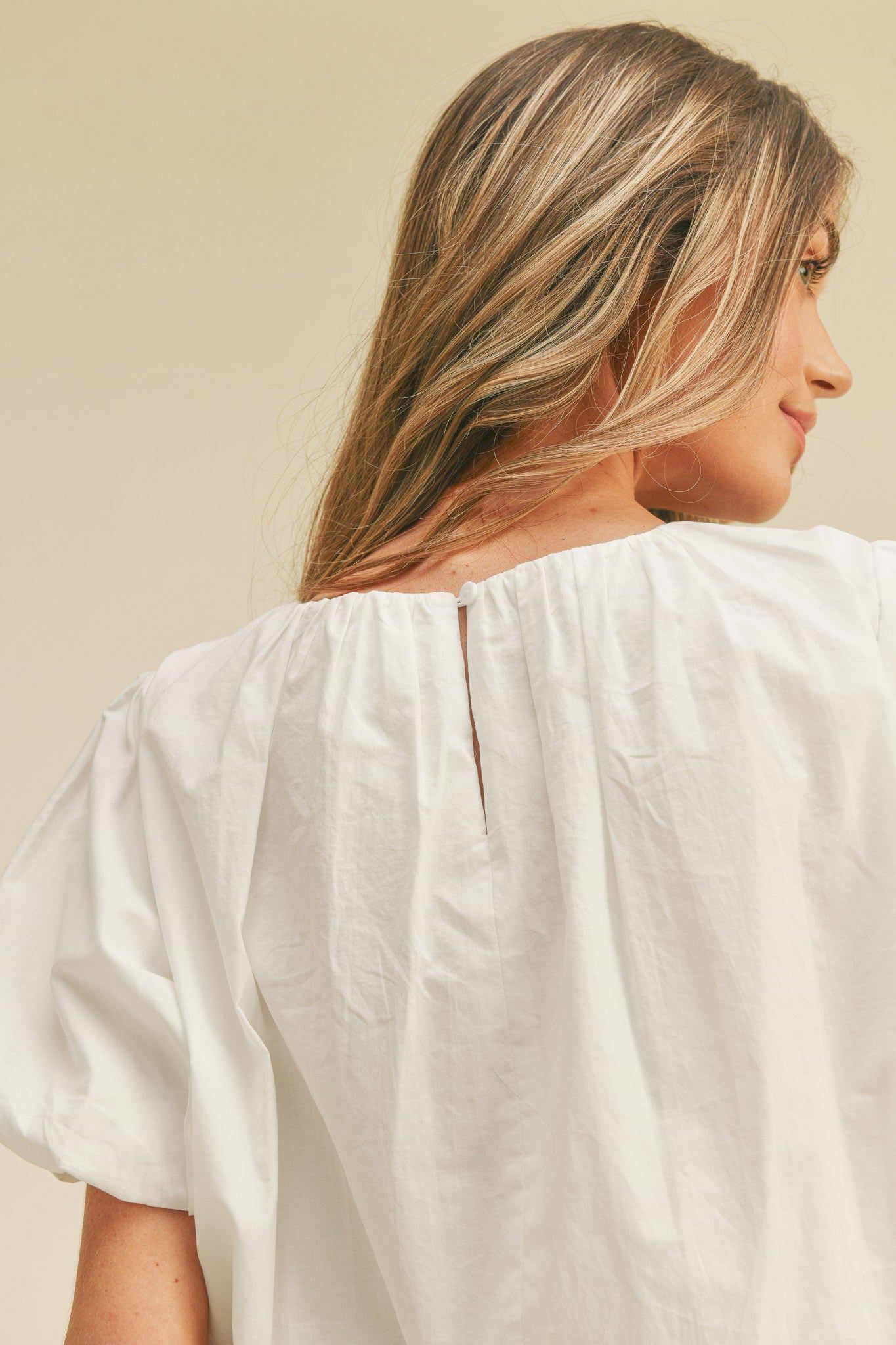 White Cropped Bubble Top sold by Pinkblush product image thumbnail 5