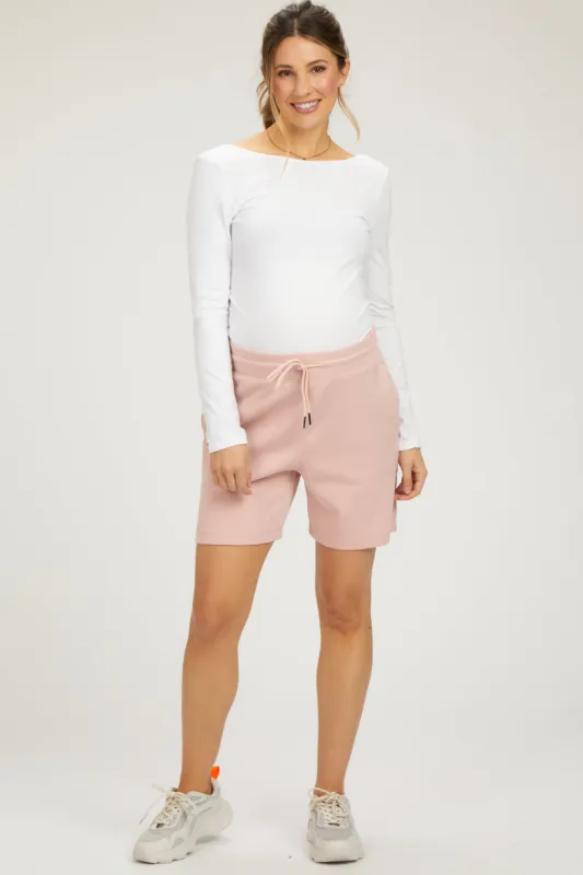 Pink Drawstring Maternity Shorts sold by Pinkblush