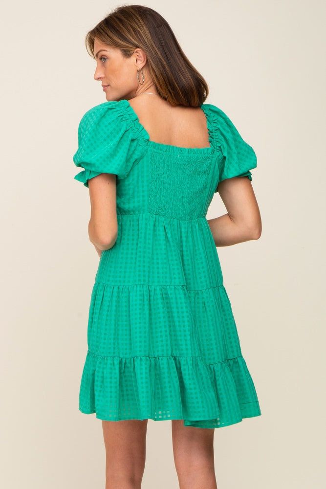 Green Plaid Square Ruffle Neck Tiered Dress sold by Pinkblush product image thumbnail 3