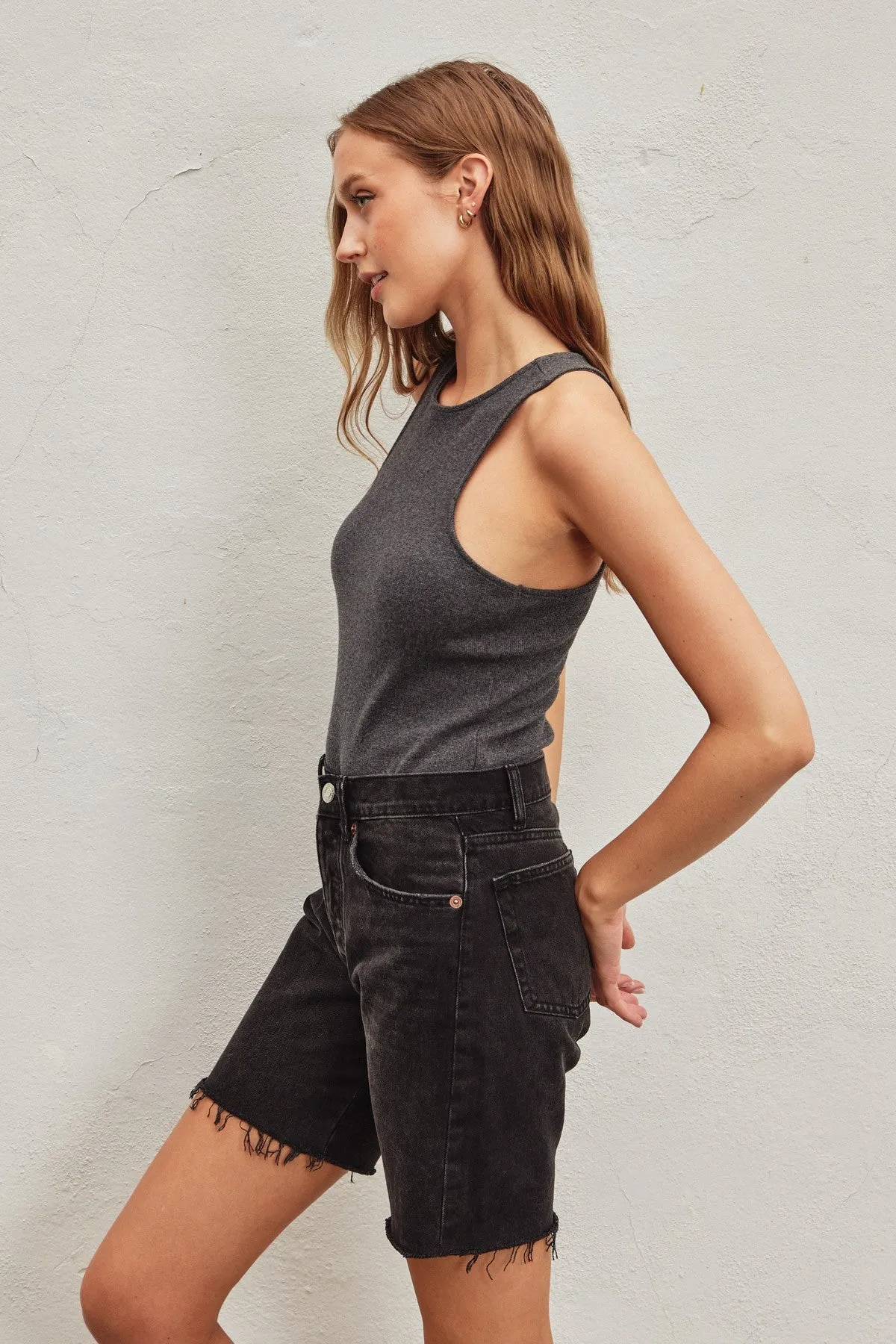 Charcoal High-Neck Tank Bodysuit sold by Pinkblush product image thumbnail 3
