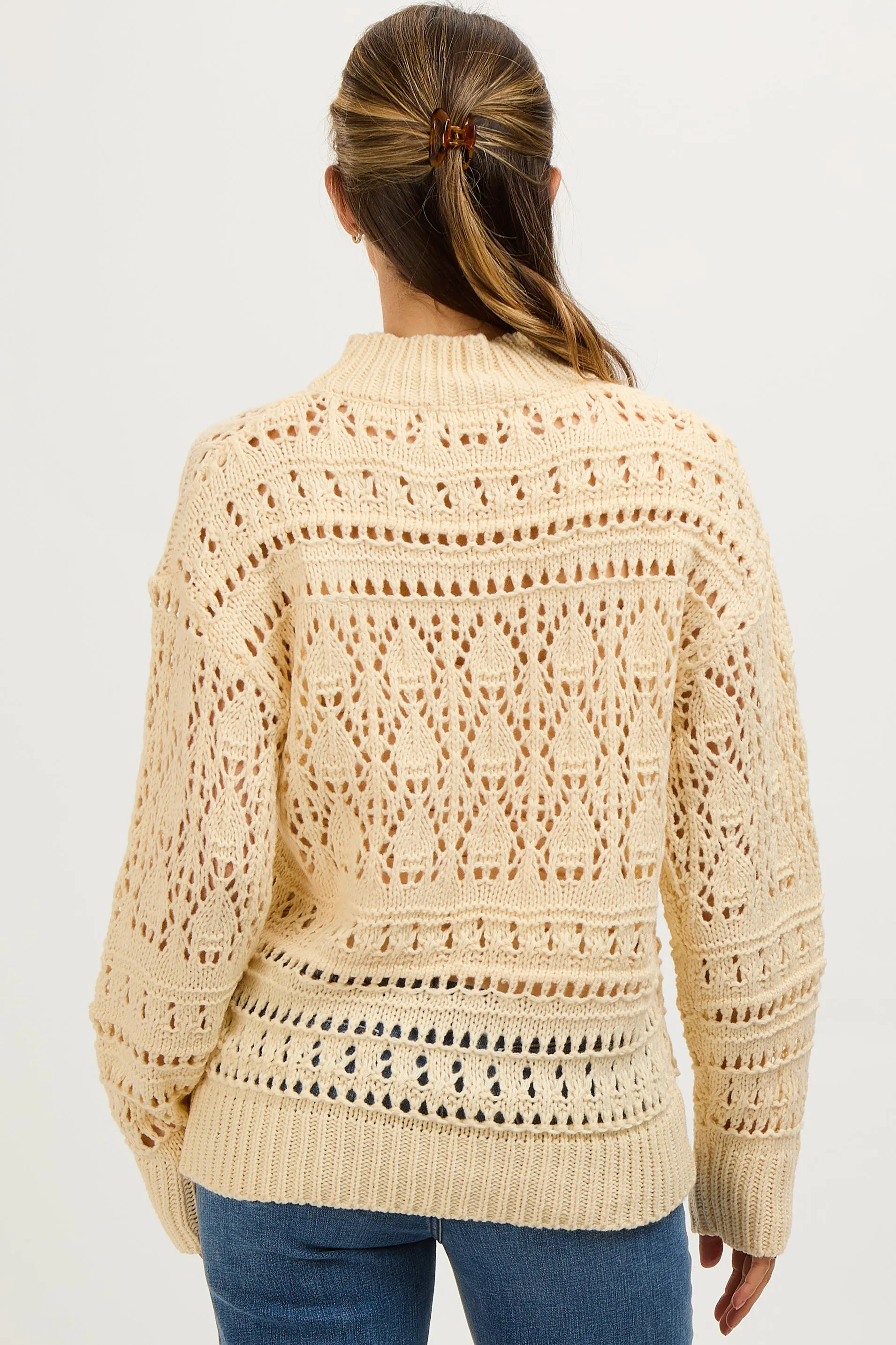 Cream Open Knit Maternity Sweater sold by Pinkblush product image thumbnail 3