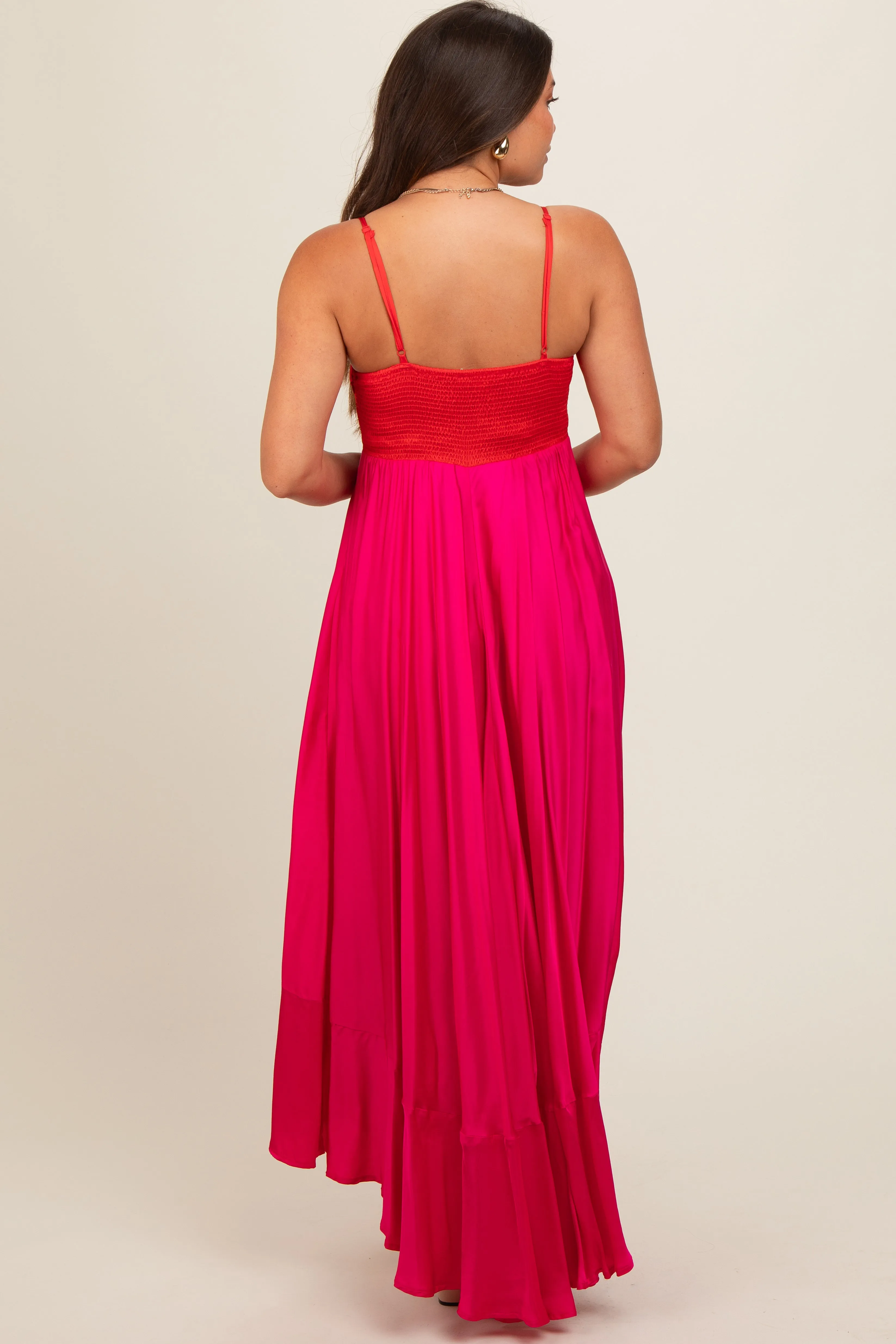 Fuchsia Colorblock Sleeveless Satin Maternity Dress sold by Pinkblush product image thumbnail 4