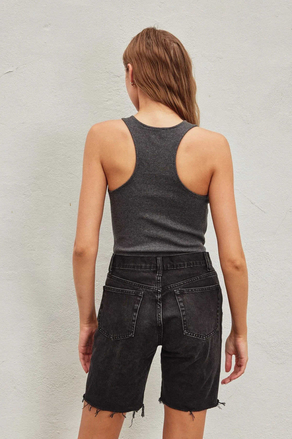 Charcoal High-Neck Tank Bodysuit sold by Pinkblush product image thumbnail 5