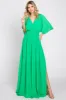 Green Chiffon V-Neck Smocked Waist Maternity Maxi Dress sold by Pinkblush