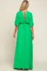 Green Chiffon V-Neck Smocked Waist Maternity Maxi Dress sold by Pinkblush
