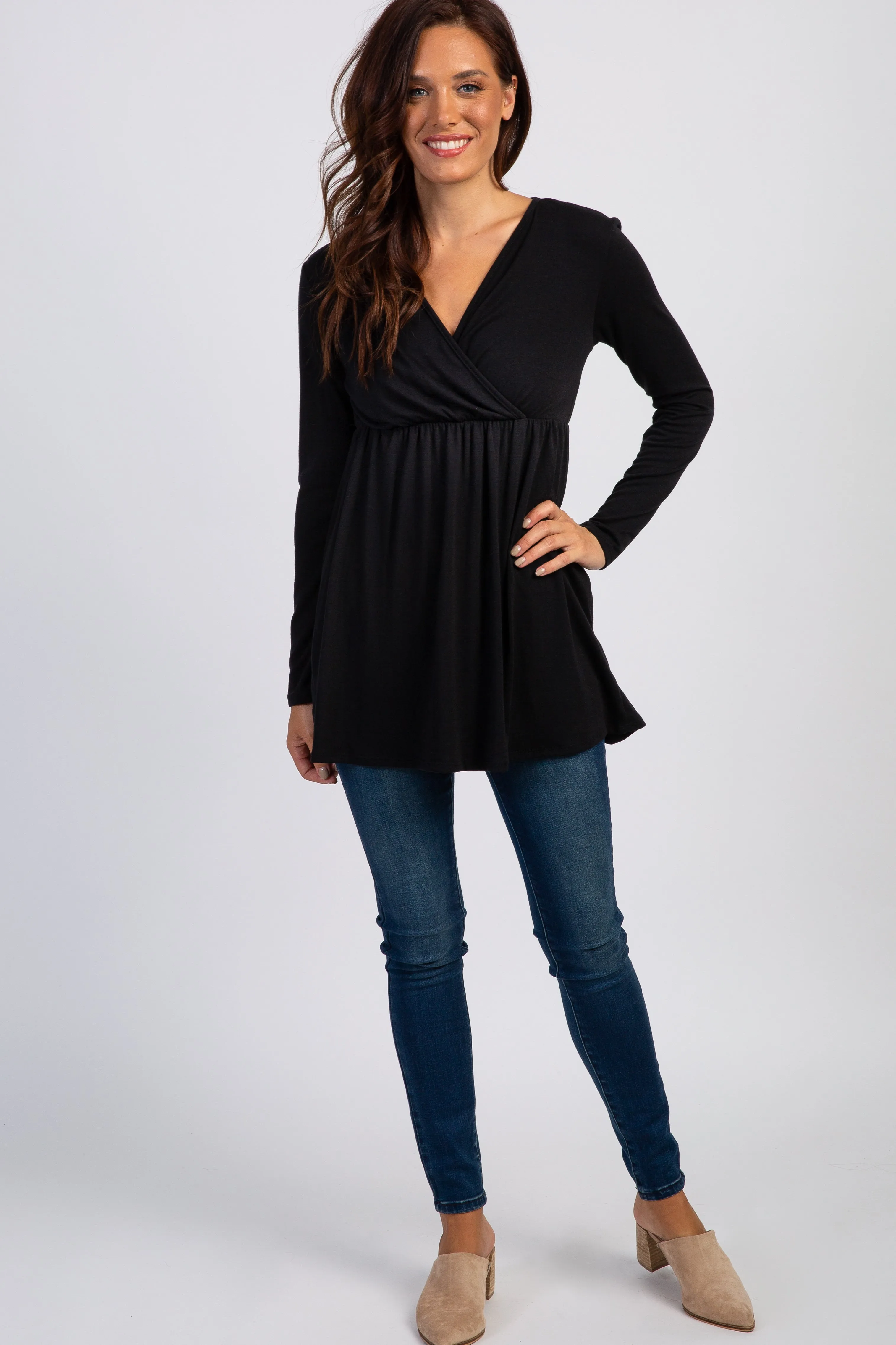 PinkBlush Black Long Sleeve Wrap Front Nursing Top sold by Pinkblush product image thumbnail 5
