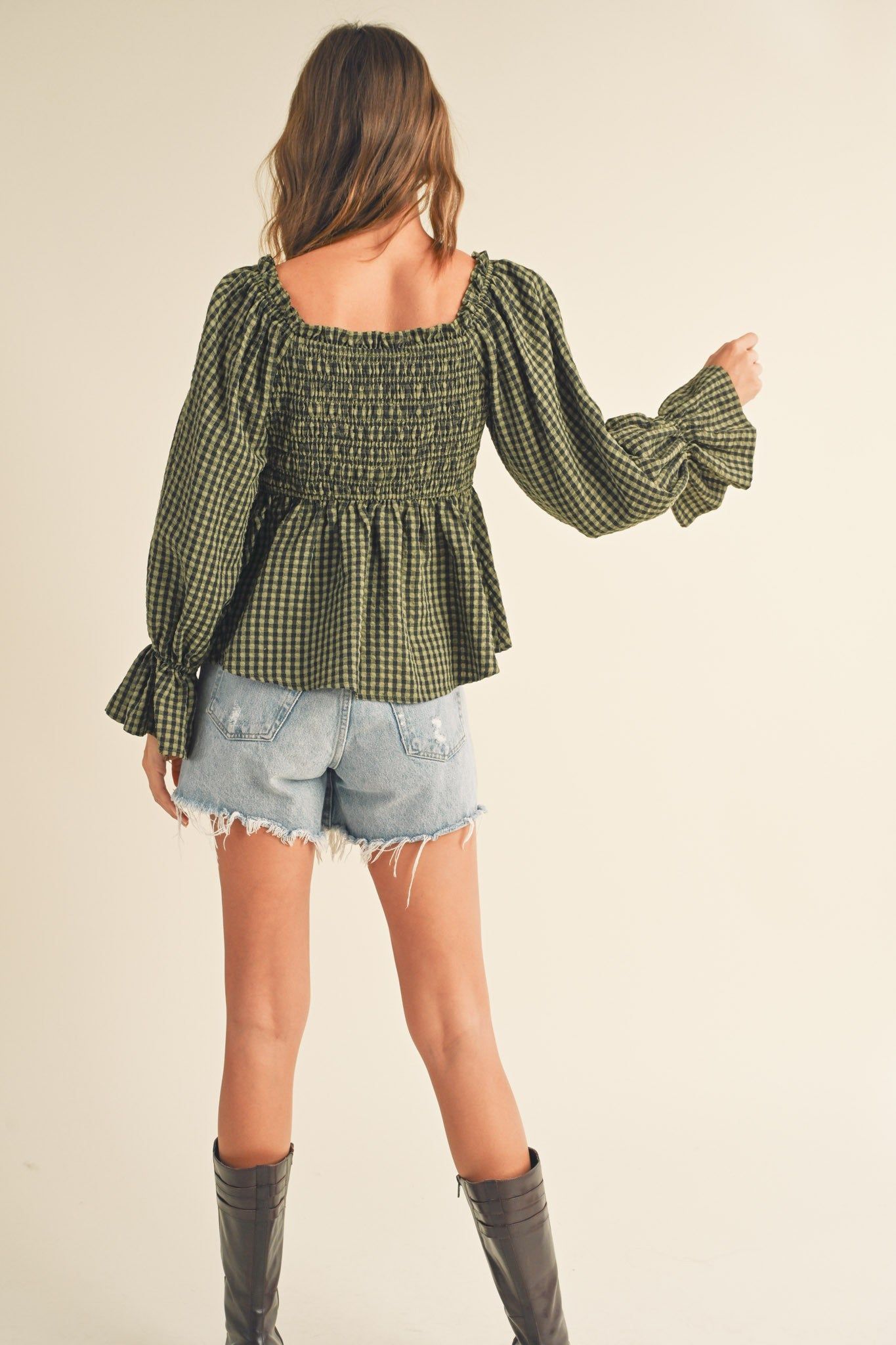 Olive Black Smocked Flounce Top sold by Pinkblush product image thumbnail 3