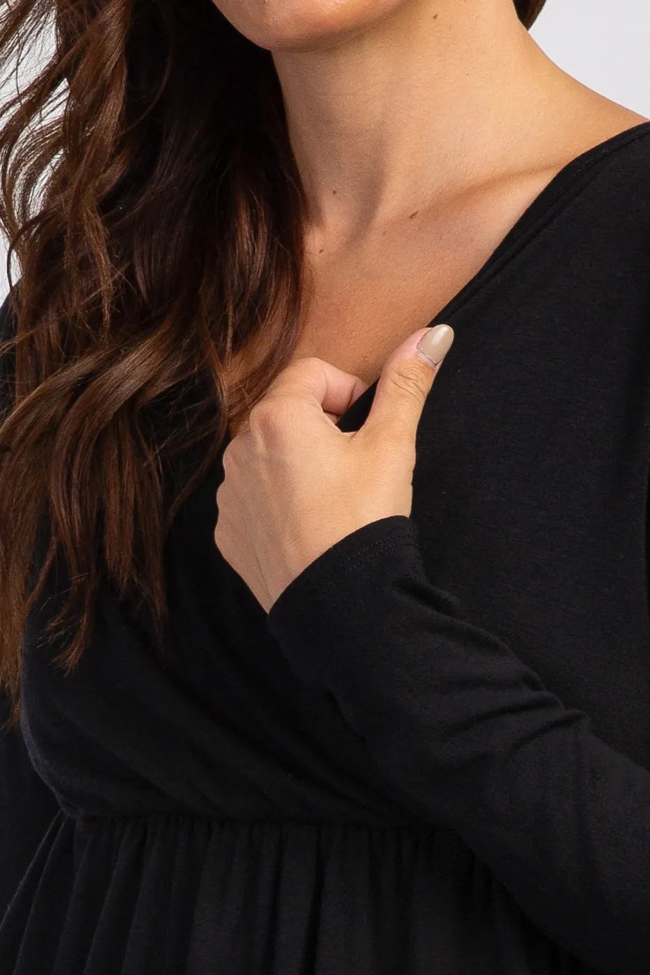 PinkBlush Black Long Sleeve Wrap Front Nursing Top sold by Pinkblush product image thumbnail 4