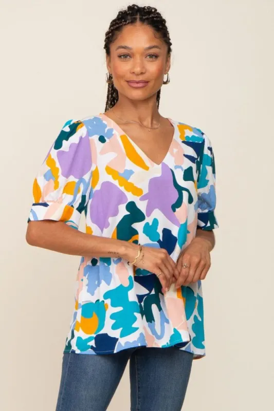 Ivory Multi-Color Printed Blouse sold by Pinkblush