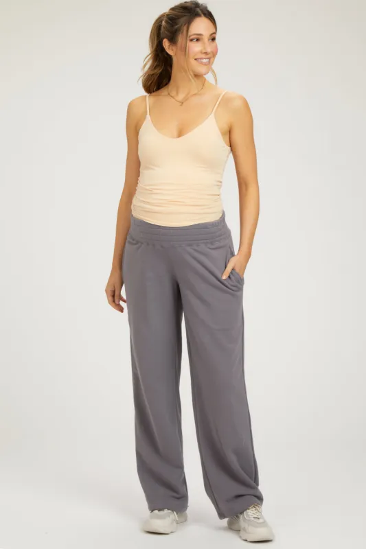 Gray Fleece Lined Maternity Lounge Pants sold by Pinkblush