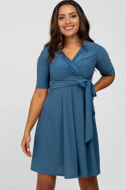 Blue Waist Tie Nursing Dress sold by Pinkblush