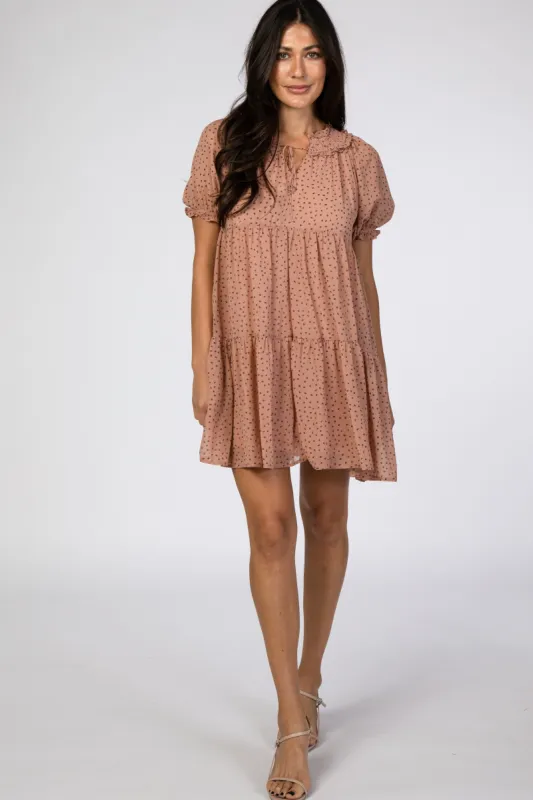 Pink Animal Printed Front Tie Tier Dress sold by Pinkblush