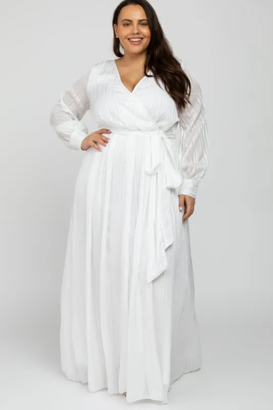 White Sparkle Chiffon Plus Maxi Dress sold by Pinkblush