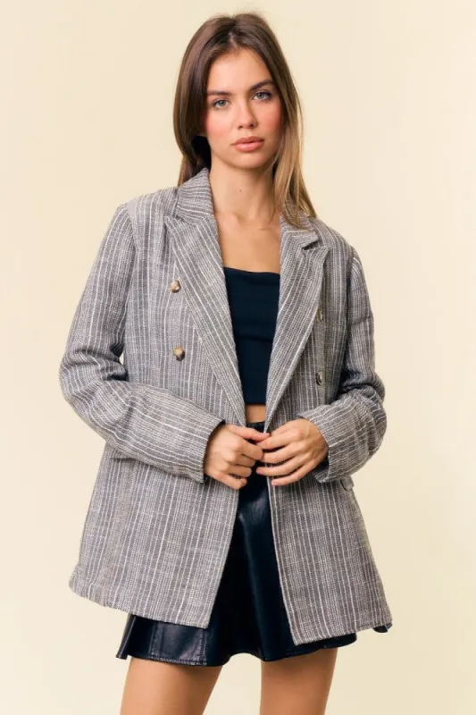Black Double Breast Blazer sold by Pinkblush