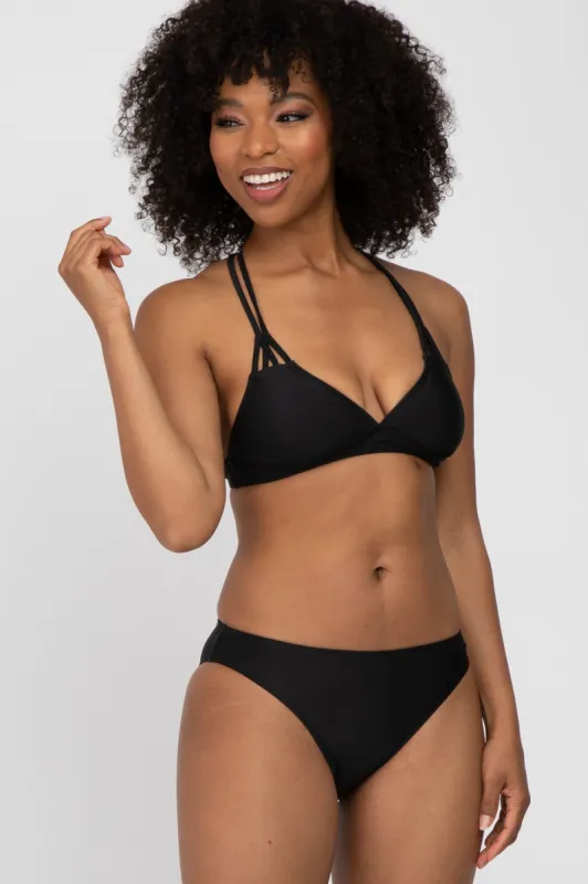 Black Strappy Two-Piece Bikini Set sold by Pinkblush