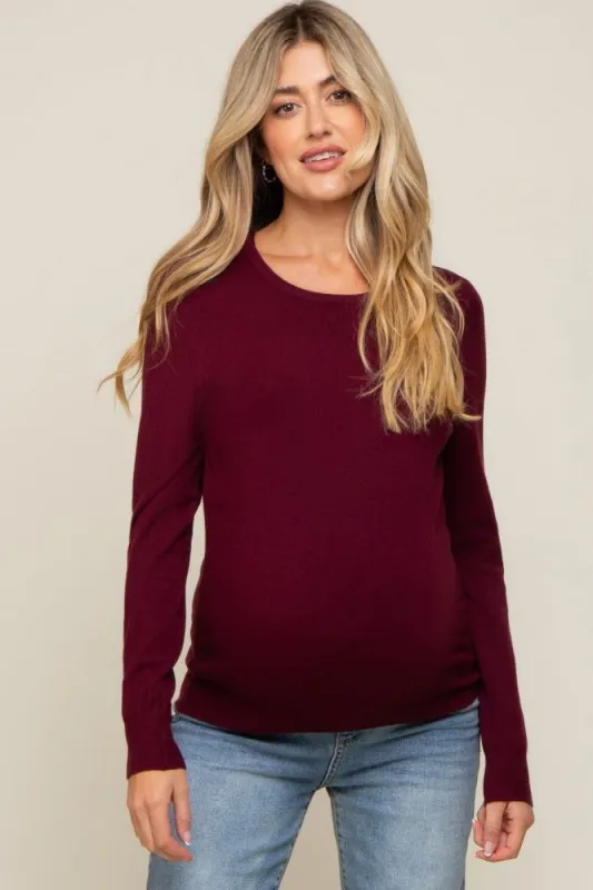 Burgundy Knit Long Sleeve Maternity Top sold by Pinkblush