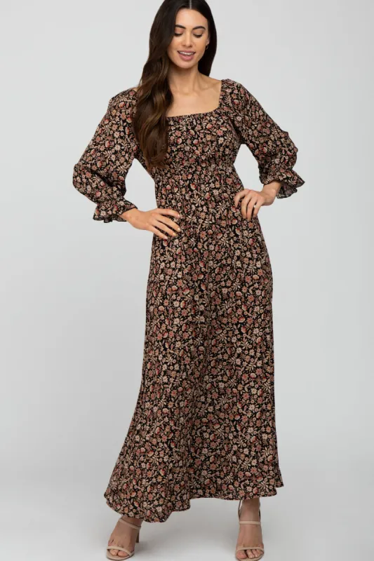 Black Floral Maxi Dress sold by Pinkblush