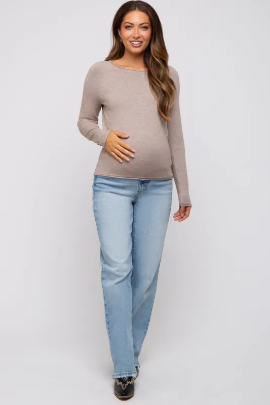 Mocha Basic Raglan Sleeve Maternity Sweater Top sold by Pinkblush