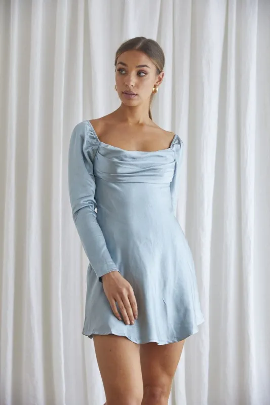 Sage Cowl Neck Long Sleeve Mini Dress sold by Pinkblush