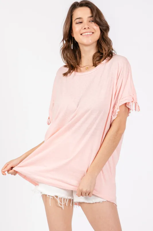 Pink Drawstring Dolman Sleeve Top sold by Pinkblush