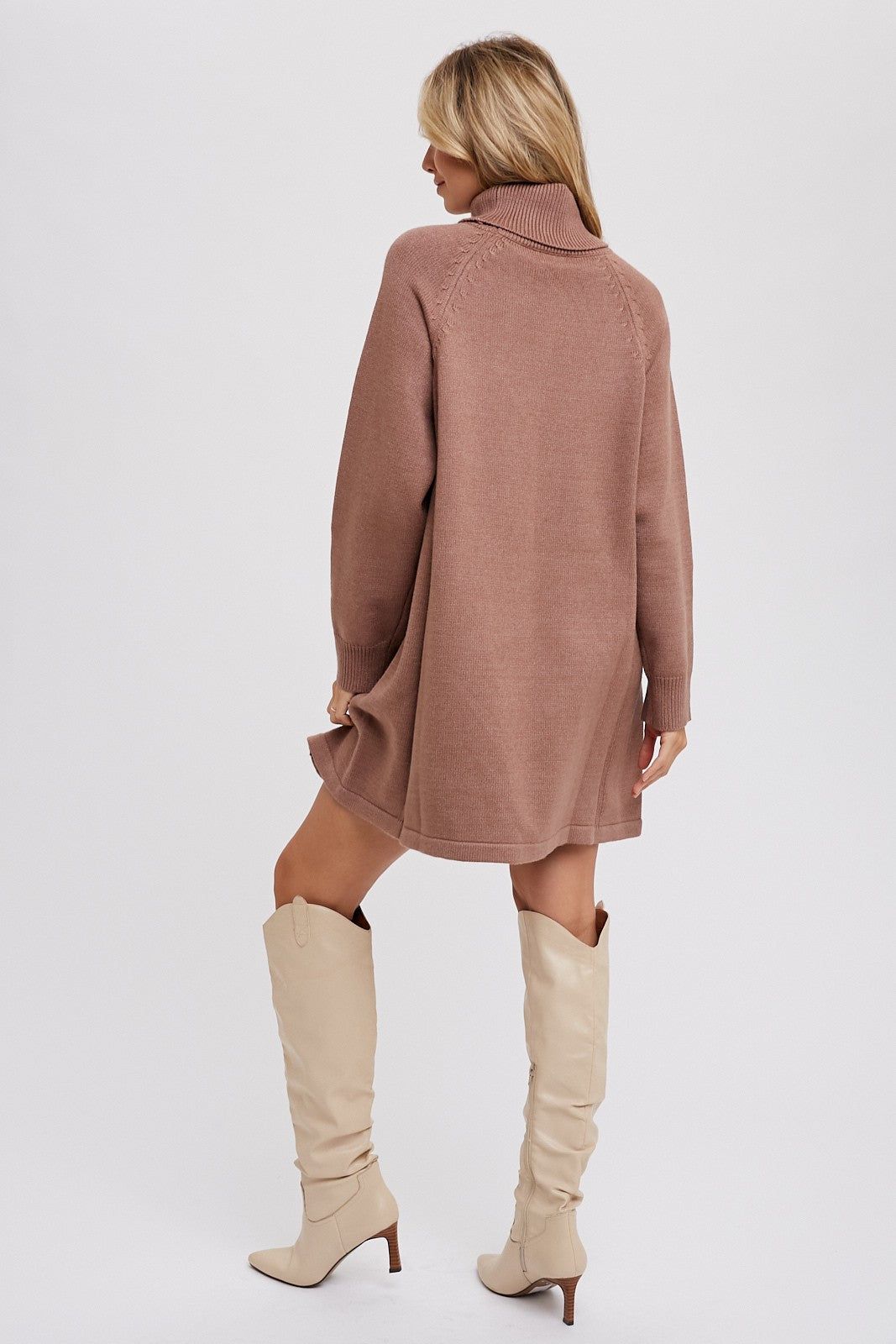 Mocha Knit Turtleneck Sweater Dress sold by Pinkblush product image thumbnail 3