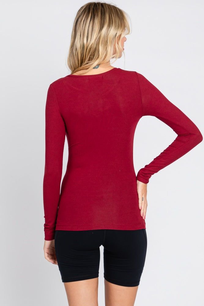 Burgundy Ribbed Long Sleeve Top sold by Pinkblush product image thumbnail 3