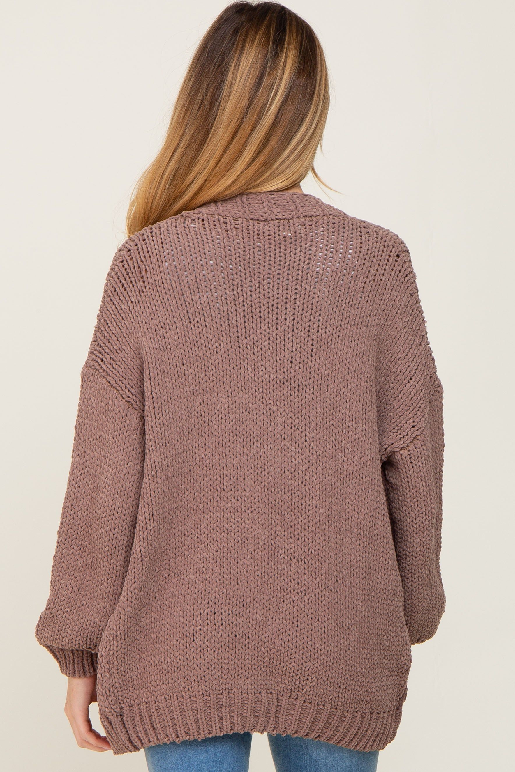 Mocha Oversized Bubble Sleeve Maternity Cardigan sold by Pinkblush product image thumbnail 3