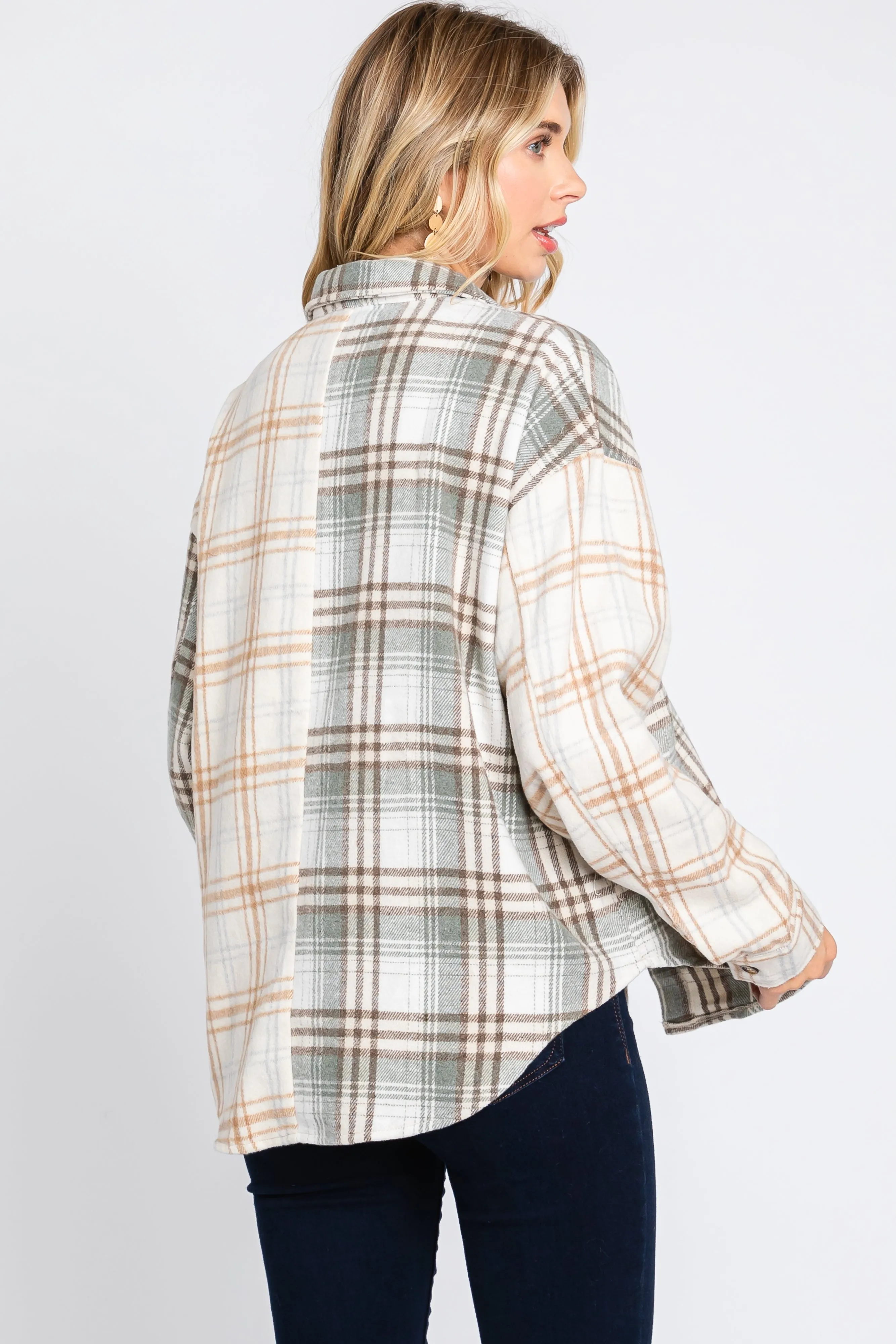 Grey Plaid Button Down Flannel sold by Pinkblush product image thumbnail 3